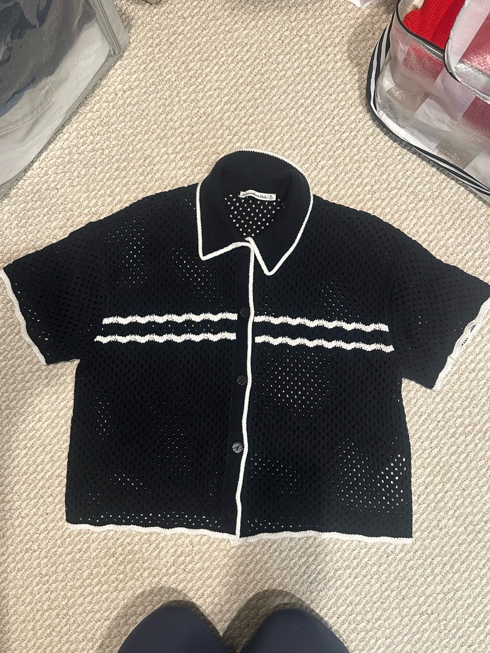 Abercrombie & Fitch Crochet Short Sleeve Polo